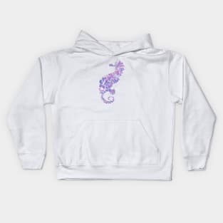 Seahorse Design in Purple and Pink Paint Splatter Kids Hoodie